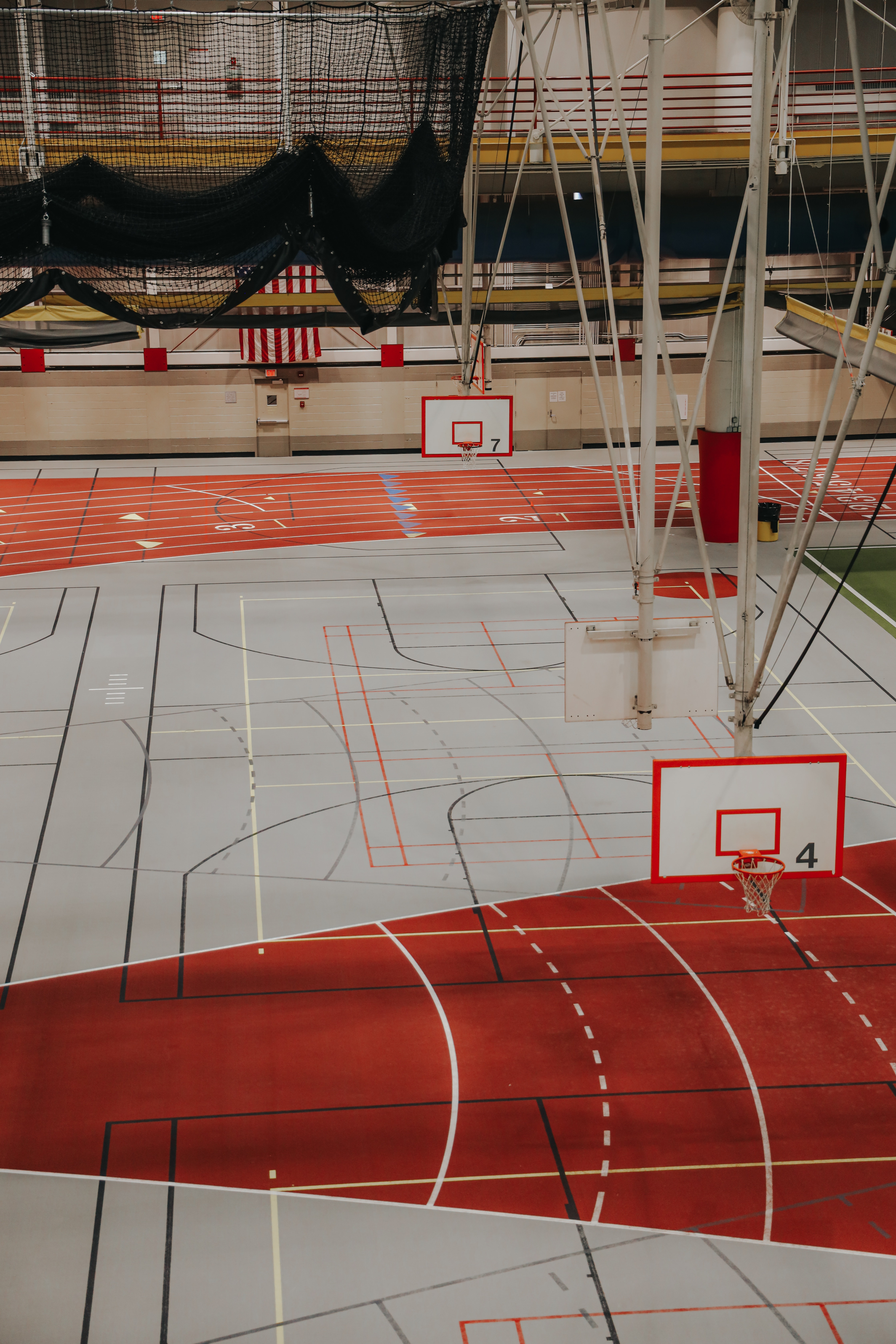 a photo of the basketball courts at lied gym
