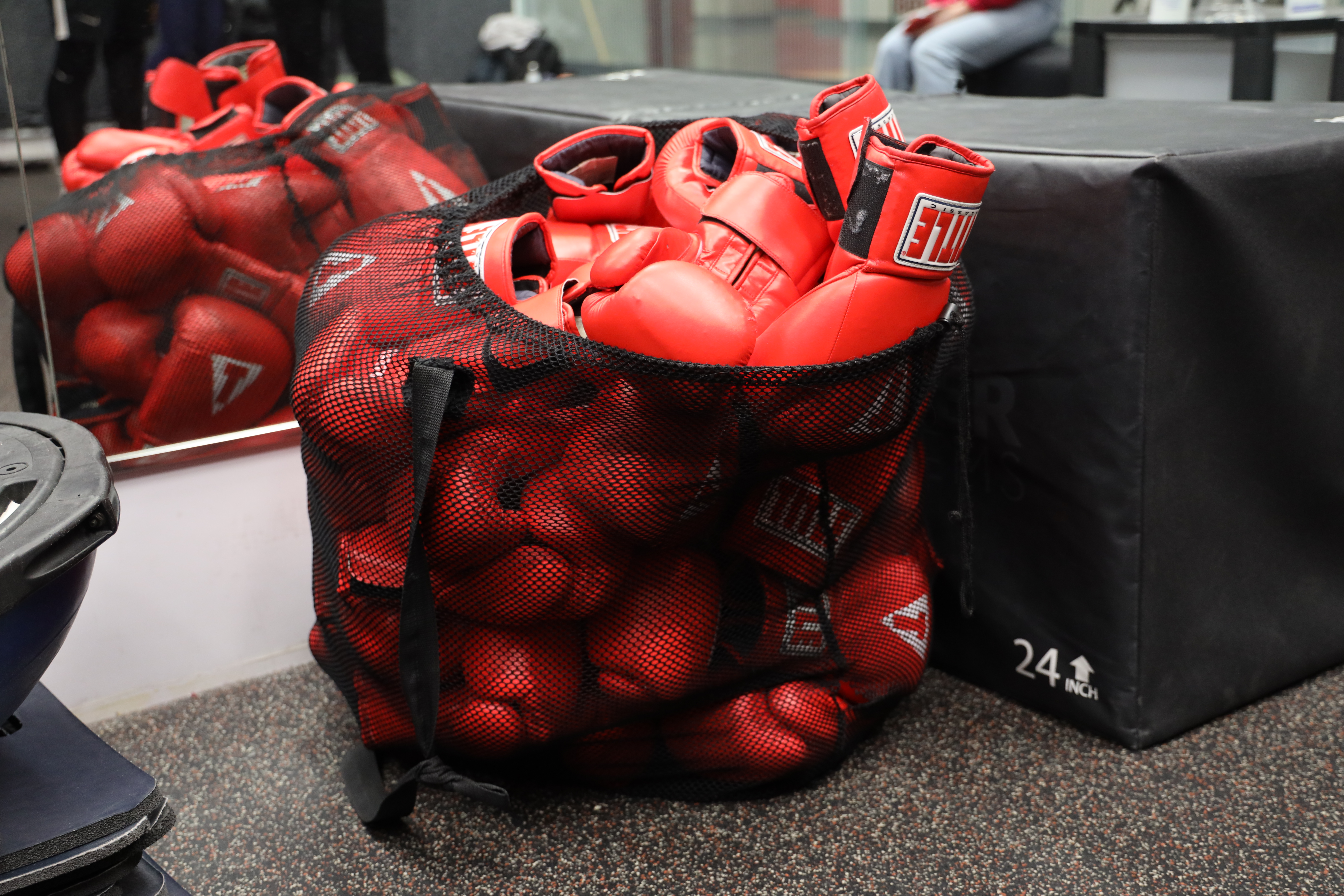 photo of the boxing gloves at the boxing studio